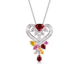 fashion light luxury full diamond ruby pendant T square diamond earrings femalepicture14